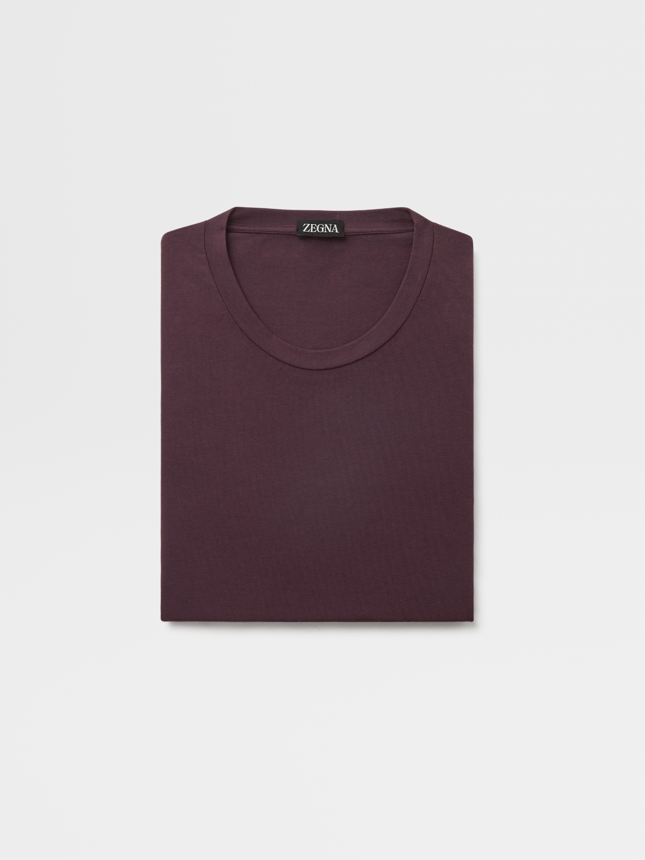 深紫色弹力棉质圆领 T 恤